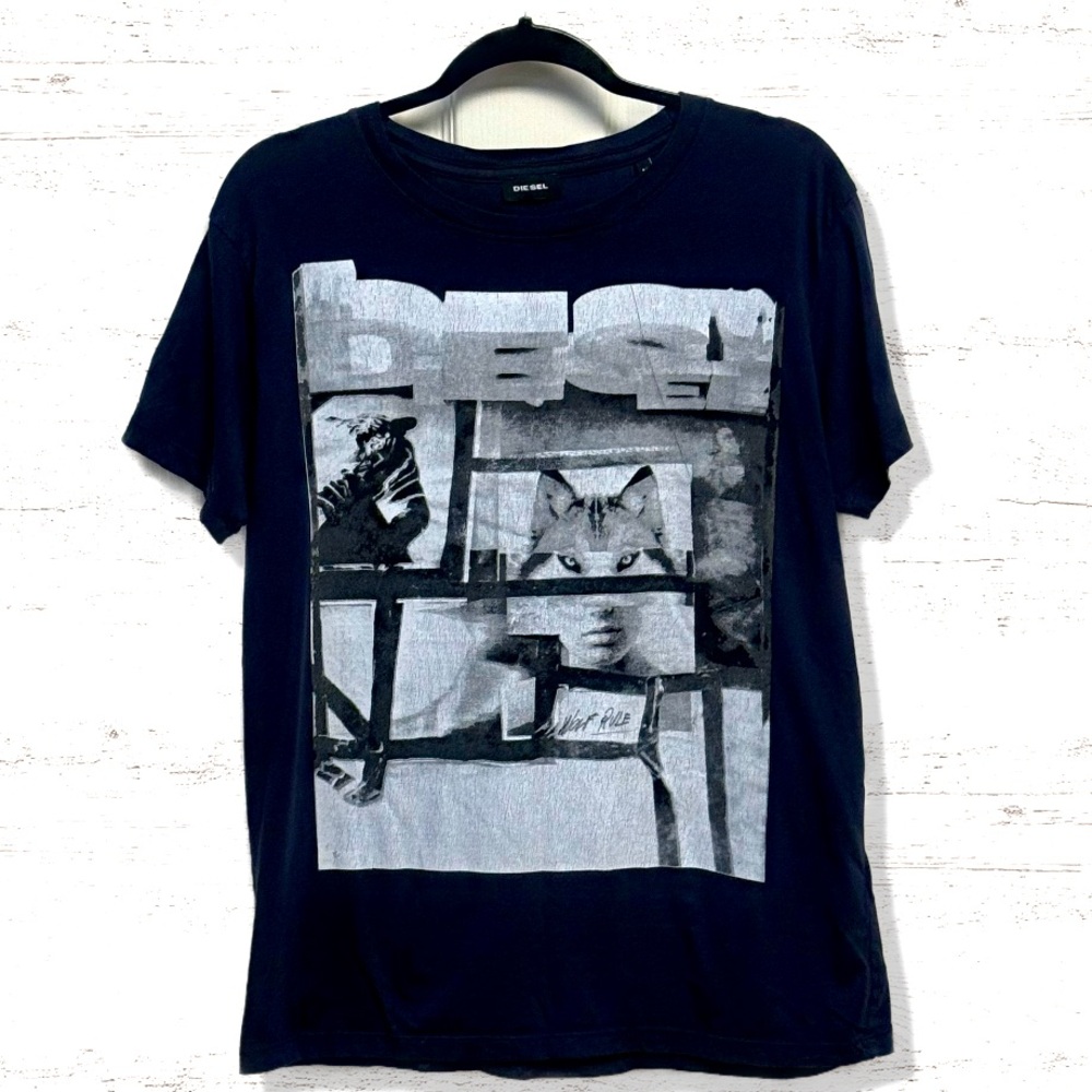 Vintage Diesel Wolf Rule Men’s Dark Blue Short Sleeve T shirt Size Medium